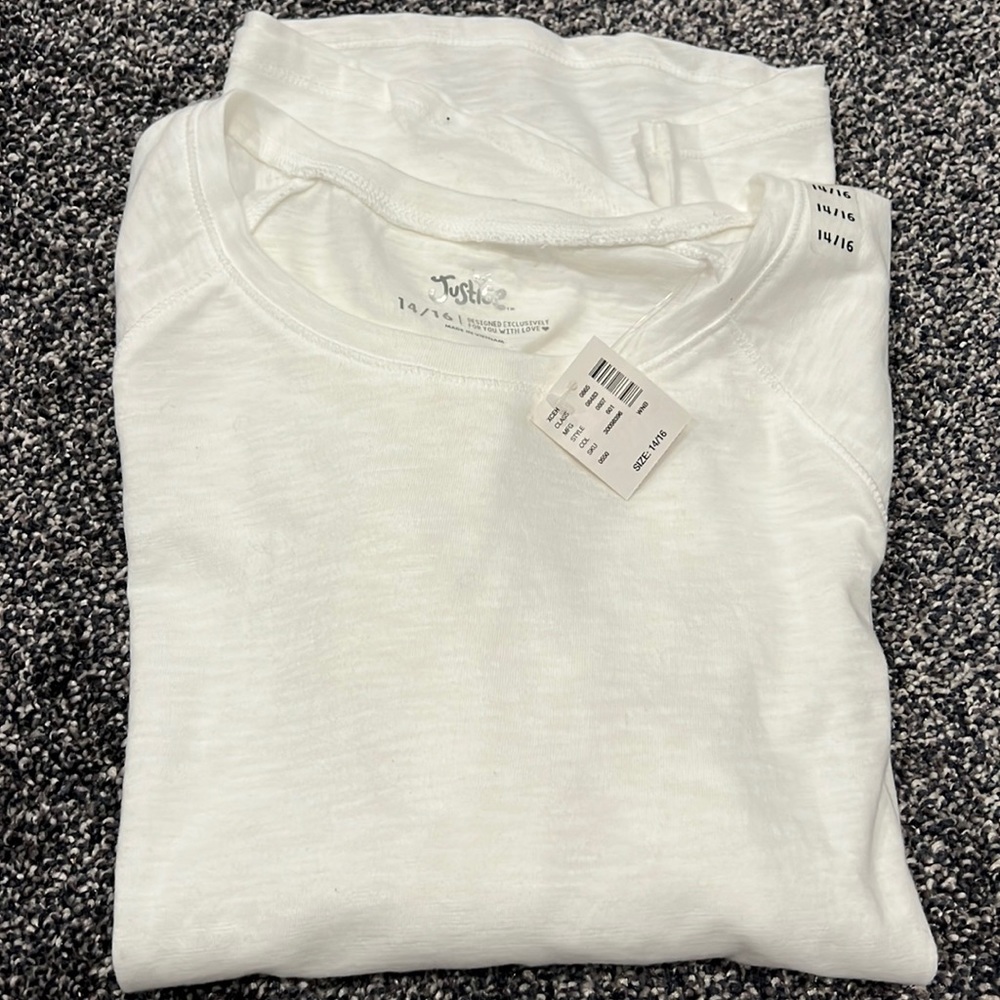 Justice long sleeve top white 14/16